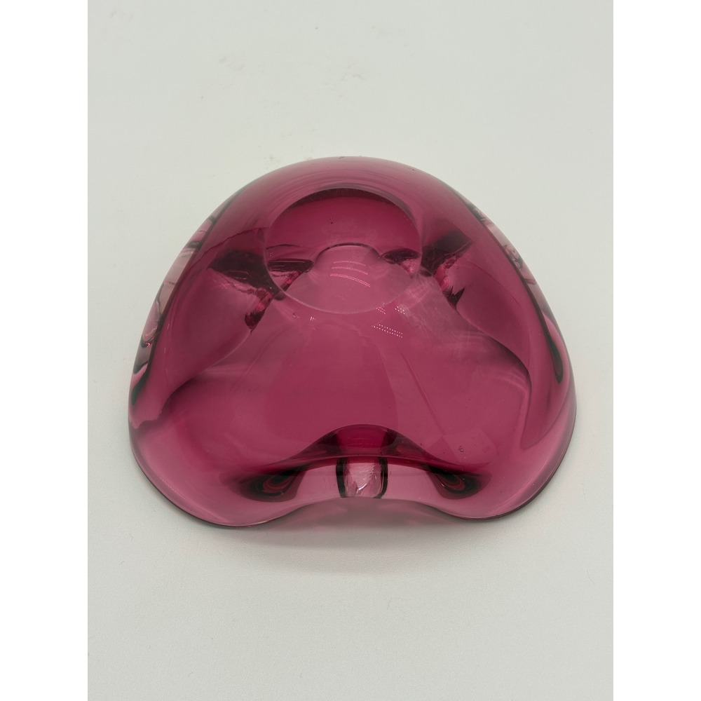 Vintage Murano Style Amethyst Pink Art Glass Freeform Bowl Trinket Dish V8 - Picture 7 of 7
